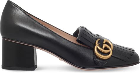 leather mid-heel pump gucci|Gucci marmont mid heel pump.